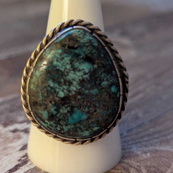 Vintage Navajo Native Turquoise Ring Size 10 - Picture 3 of 11